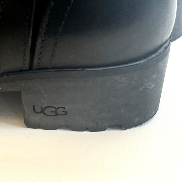 UGG Australia Women's 1914 Bellvue Sheepskin Leather Winter Boots Black Moto 6.5 - Picture 7 of 8